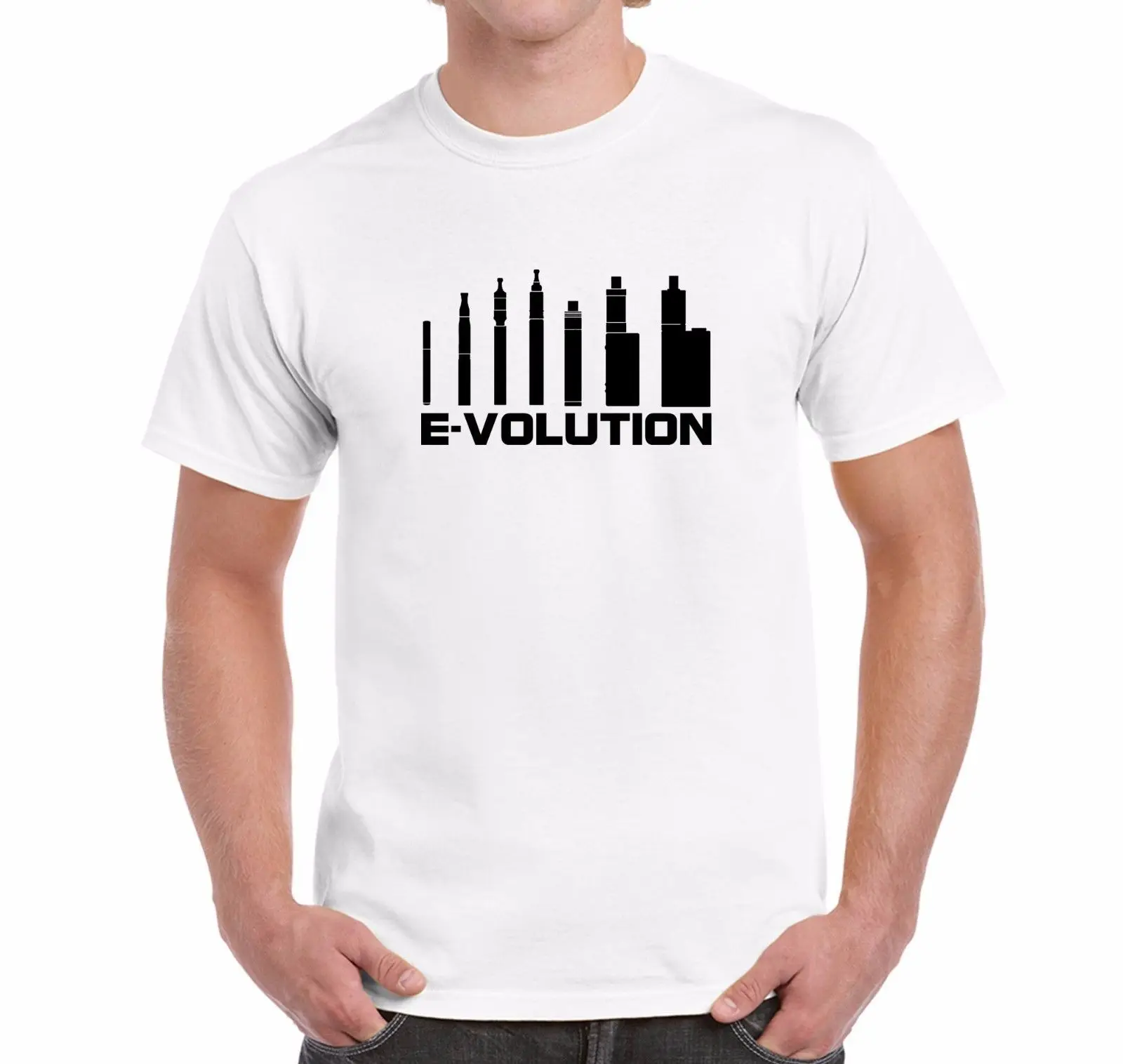 Для мужчин новинка Vaping футболки Эволюция Вдыхание пара ручек моды Рубашка с