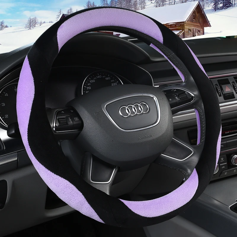 Универсальные автомобильные Плюшевые Чехлы на руль Нескользящие прочные
