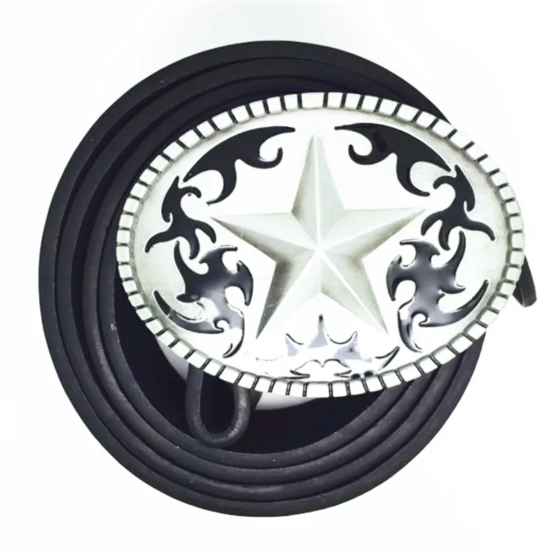 

Cowboy star PU belt buckle flame resistant zinc alloy belt buckle 4.0 CM