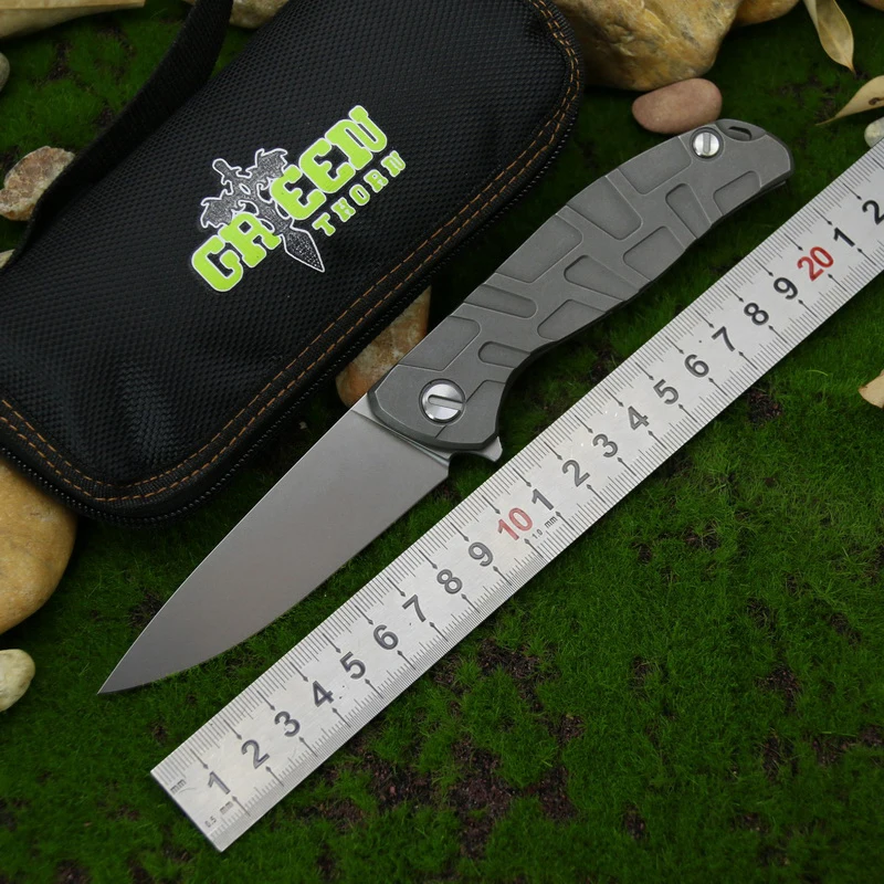 Складной нож Green thorn Flipper 95 титановая ручка подшипник D2 TC4 карманный для фруктов