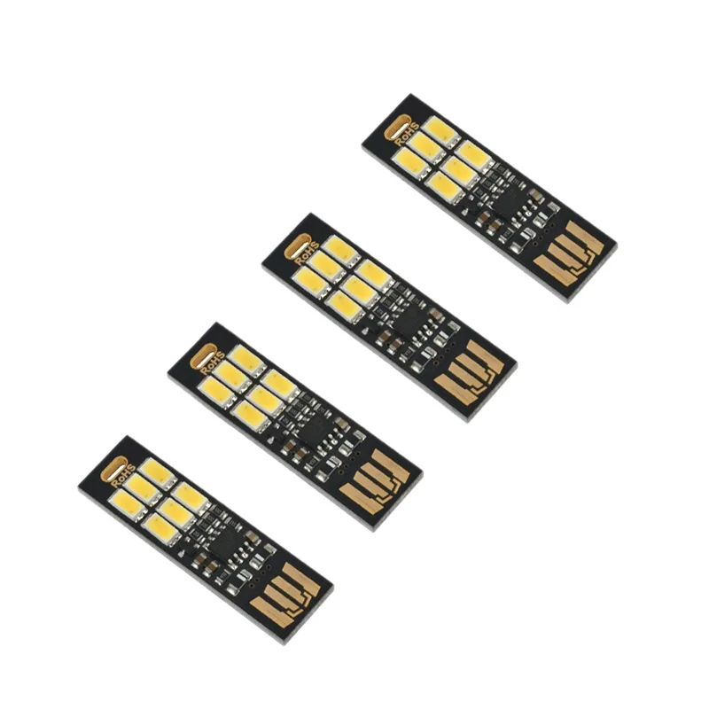 Мини карманная карта USB Power 6 LED брелок ночник 1 Вт 5 В сенсорный диммер теплый свет