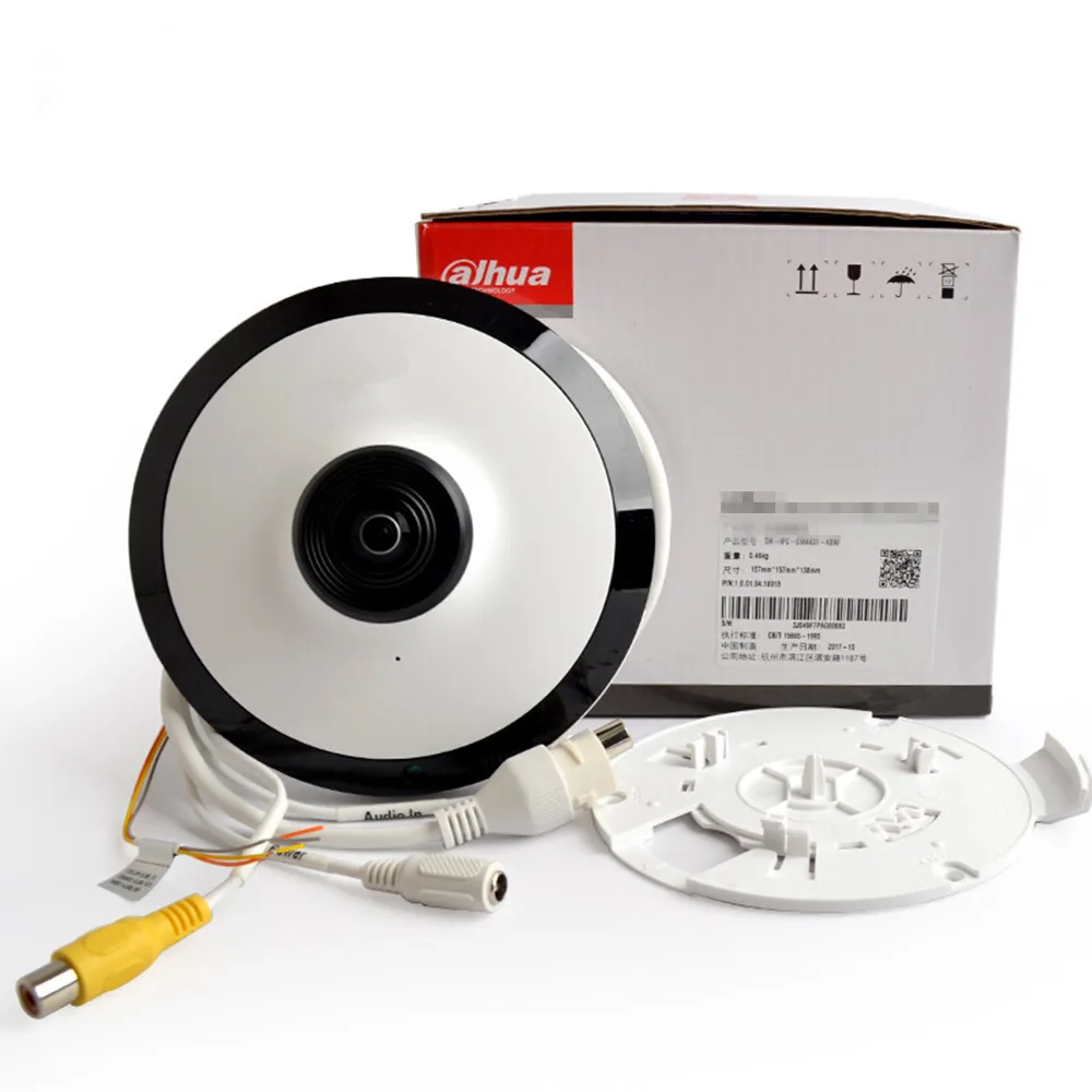 Dahua IPC-EW4431-ASW Panorama 180 градусов встроенный микрофон и слот для sd-карт и аудио и сигнал тревоги интерфейс POE wifi 4MP рыбий глаз камера