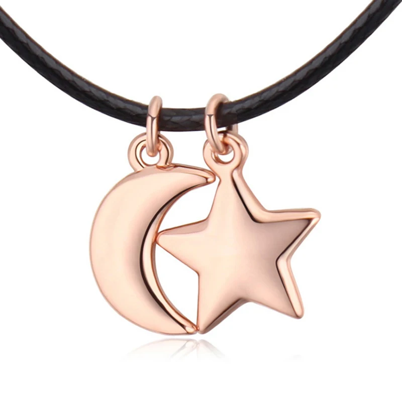 Луна звезды ювелирные колье Цепочки и ожерелья с подвеской из искусственной кожи