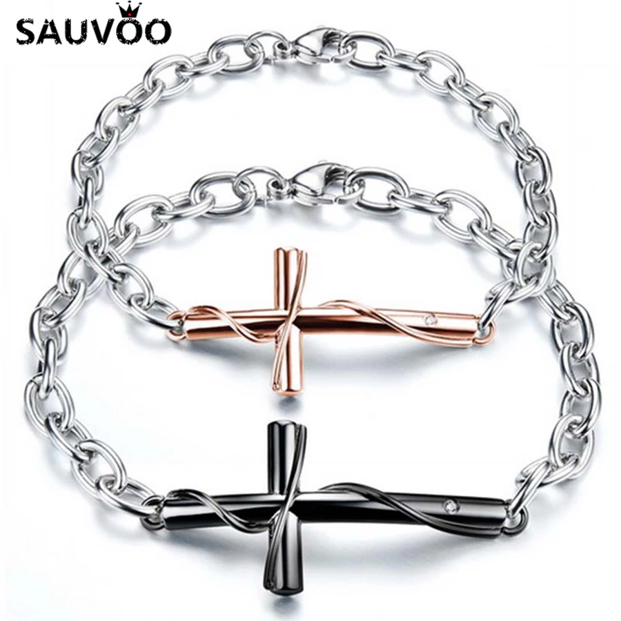 Sauvoo 1 шт. не аллергические браслеты из нержавеющей стали черного/розового золота