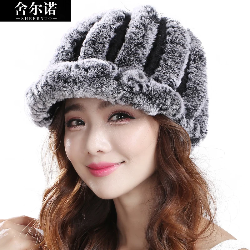 Sheernuo Новые осенне зимние меховые шапки женские теплые толстые из меха бобра