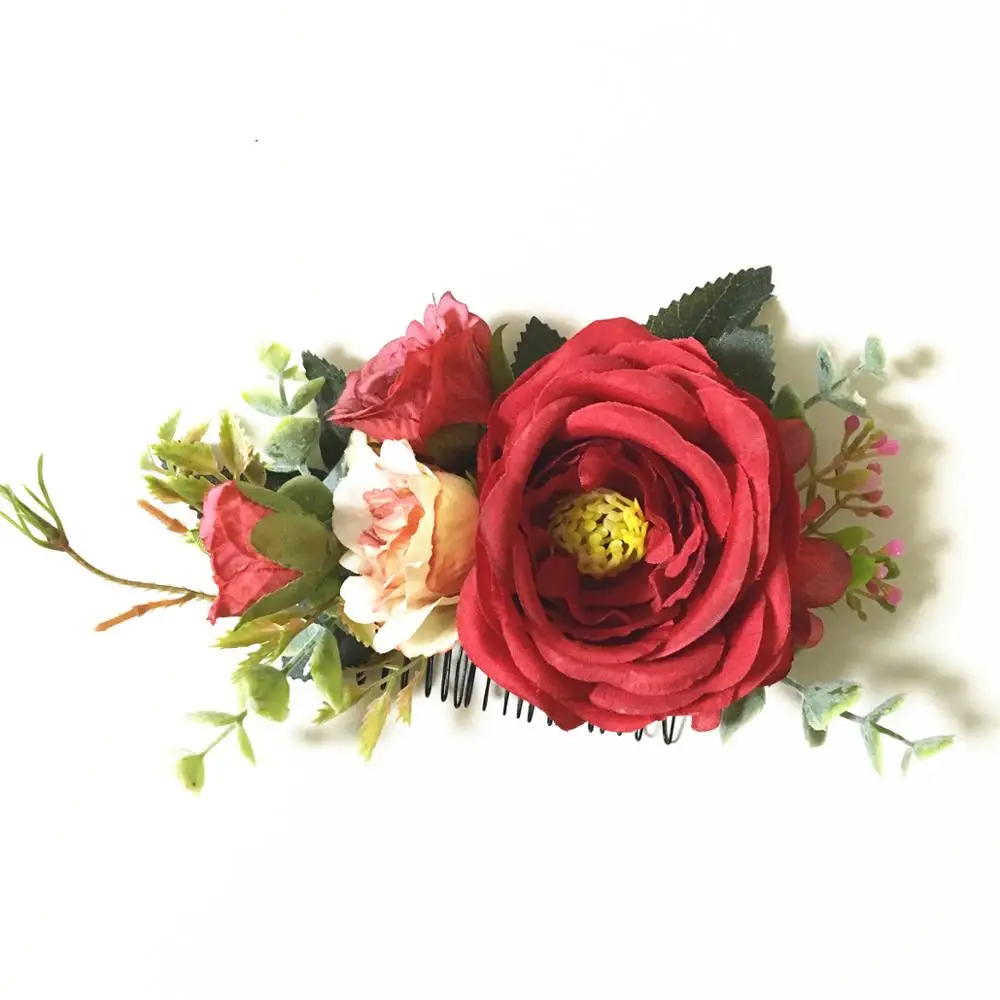 Rose Flower Wedding Hair Clip Barrettes Bridal Headpiece Women accessories Floral Combs Brides Tiaras Crown |