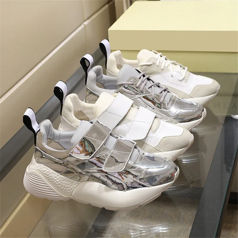 Кроссовки женские на платформе и низком каблуке люксовые повседневная обувь для