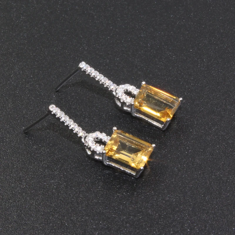 КЛАССИЧЕСКИЕ СЕРЕБРЯНЫЕ Висячие серьги для свадьбы 6 мм * 8 натуральные VVS цитрин