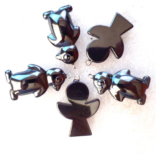 (5 шт./лот) оптовая продажа натуральный резной гематит подвеска в виде пингвина 34x24