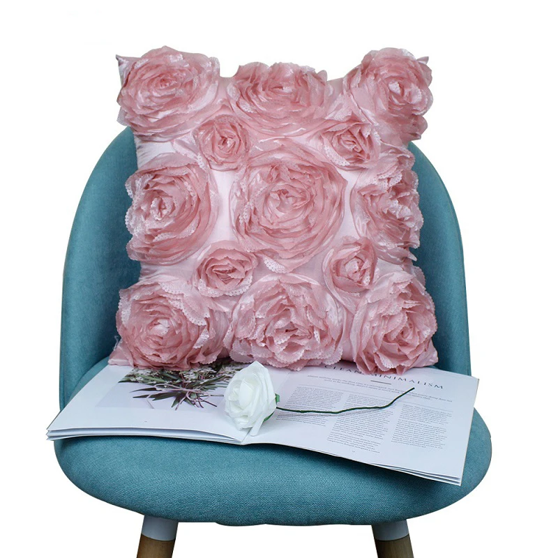 3D Цветочная Подушка розовая белая Мягкая Наволочка полиэстер наволочки для
