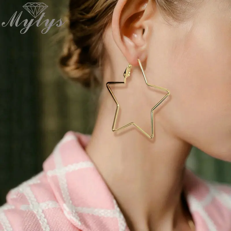Женские крупные серьги-кольца Mytys Модные металлические серьги из латуни вечерние