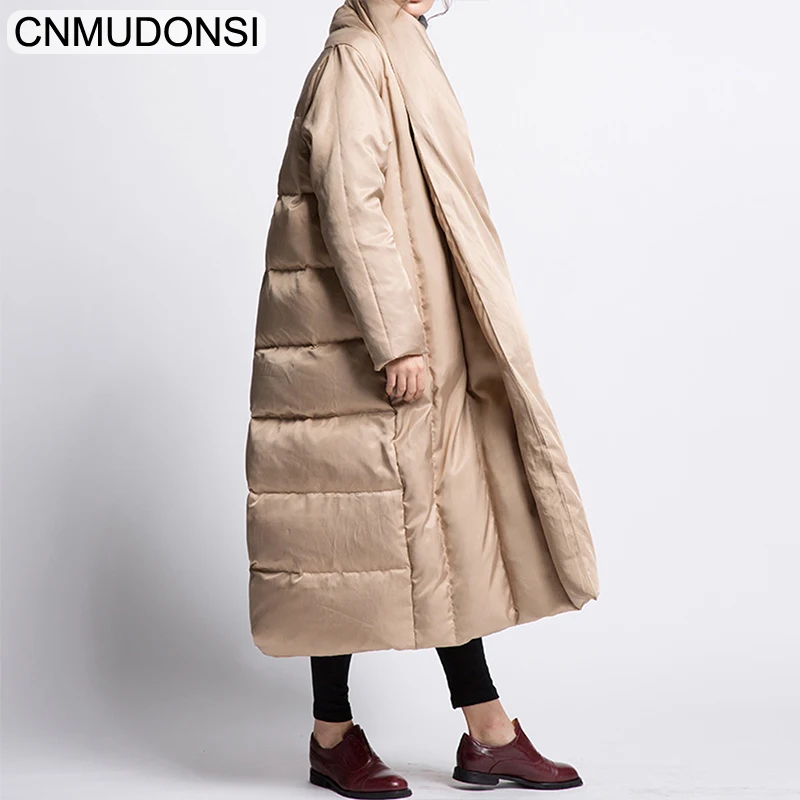 CNMUDONSI, новая мода, больше размера, большой размер, свободная зимняя куртка, женское теплое длинное пальто с рукавом летучая мышь, Jaqueta Feminina