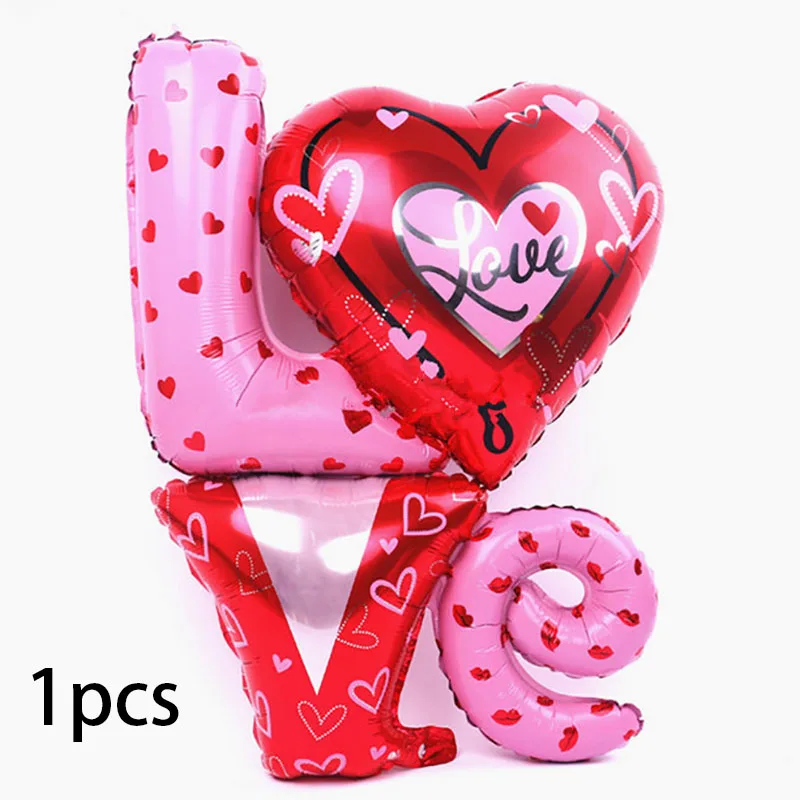 pink big love 1 шт. свадебные украшения из фольги для жениха и невесты, воздушные шары для свадьбы, для мальчиков и девочек, гелиевые шары для любви, вечерние игрушки на День святого Валентина - Color: pink big love