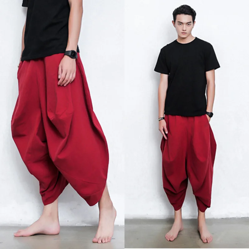 Новинка 2017 Мужская одежда брюки до щиколотки свободные штаны национальный тренд