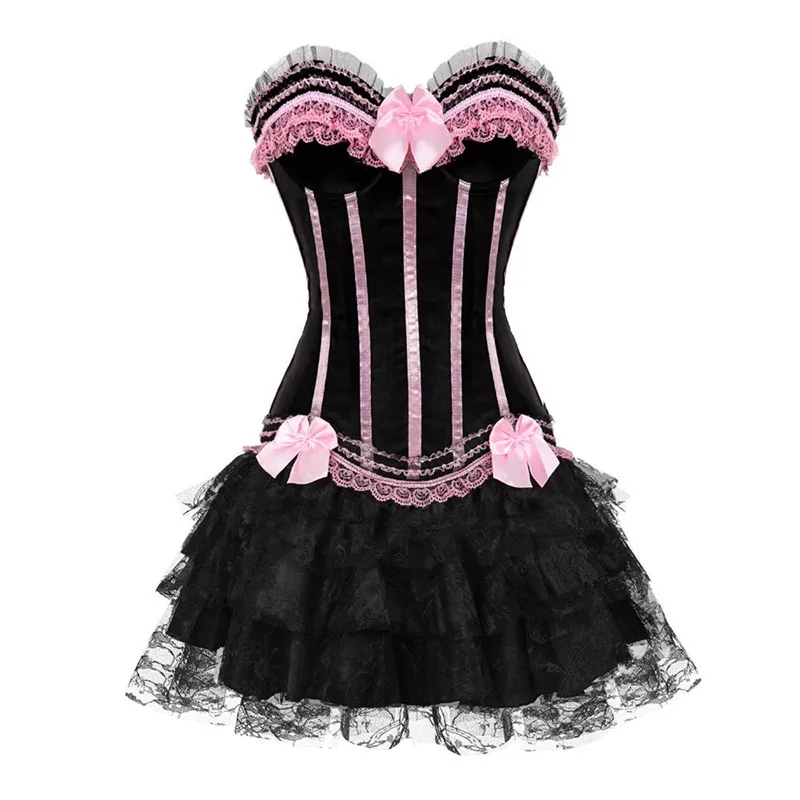 

Corset Dress Bustier Skirt Tutu Set Lace Up Gothic Victorian Lolita Vintage Sexy Exotic Burlesque Korsett Plus Size Halloween