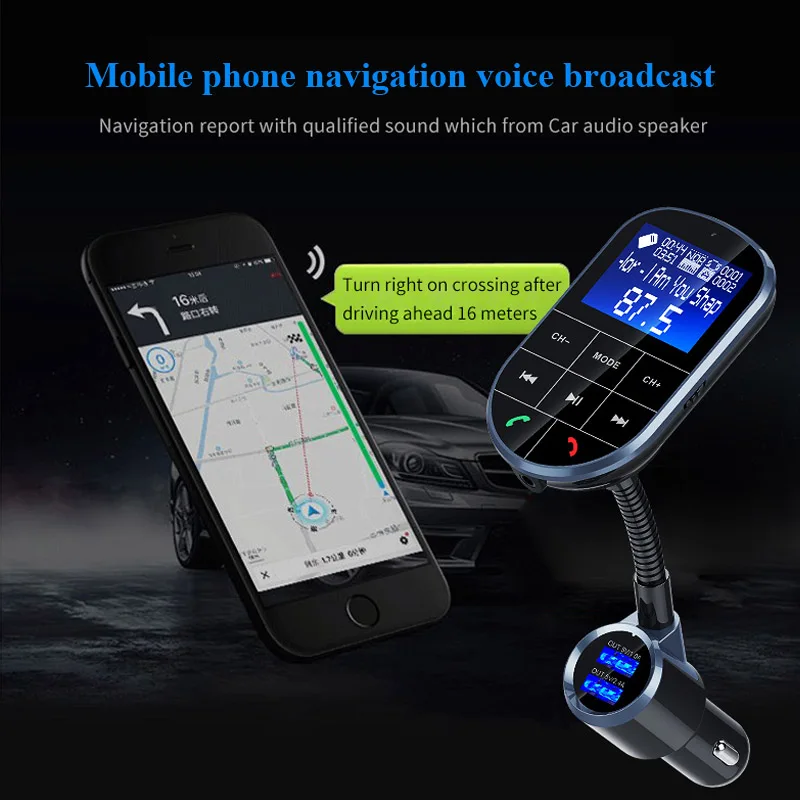 FM трансмиттер YASOKRO Aux модулятор Bluetooth автомобильный комплект громкой связи MP3