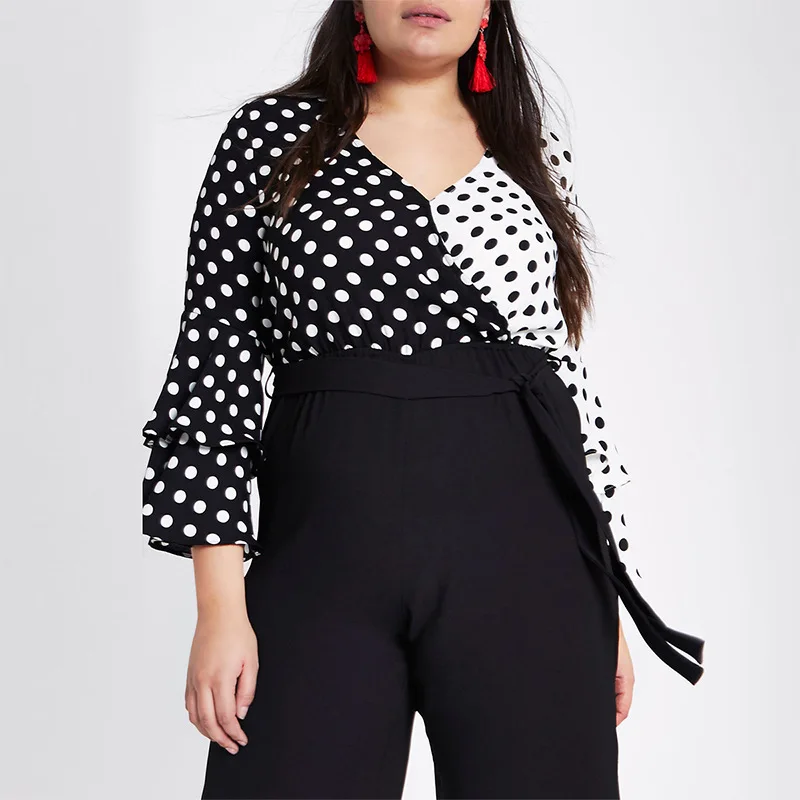 LALA IKAI/плюс Размеры 3XL 4XL5XL 6XL 7XL Для женщин широкую ногу брюки лодыжки пояс-кушак