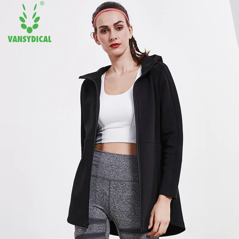 Vansydical женская зимняя куртка спортивная ветрозащитная с капюшоном Длинные куртки