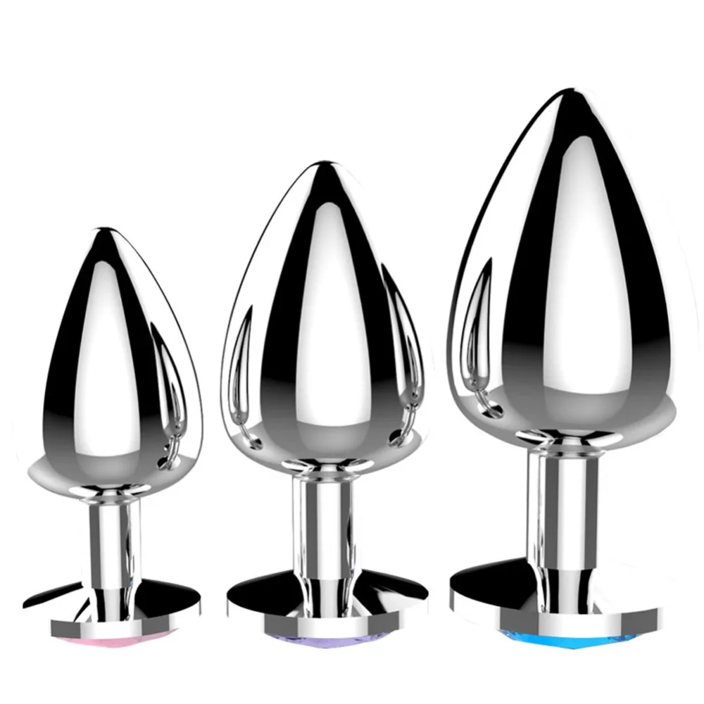 3 размера гладкий на ощупь металлическая Анальная пробка с кристаллами ювелирные