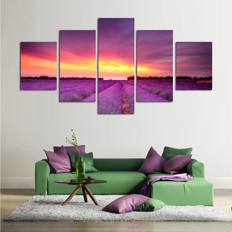 Романтика Прованс поле фиолетовой лаванды 5 шт. пейзаж живопись на холсте
