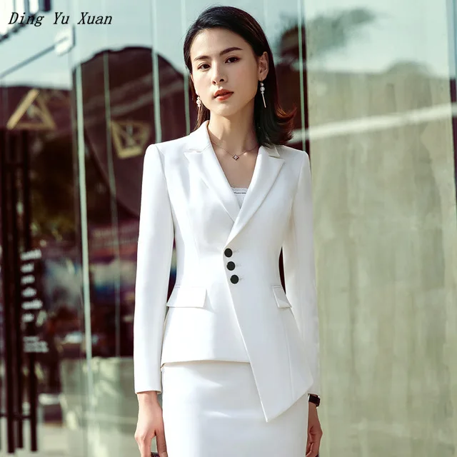 Женский офисный костюм из двух предметов черный и белый пиджак с широкими