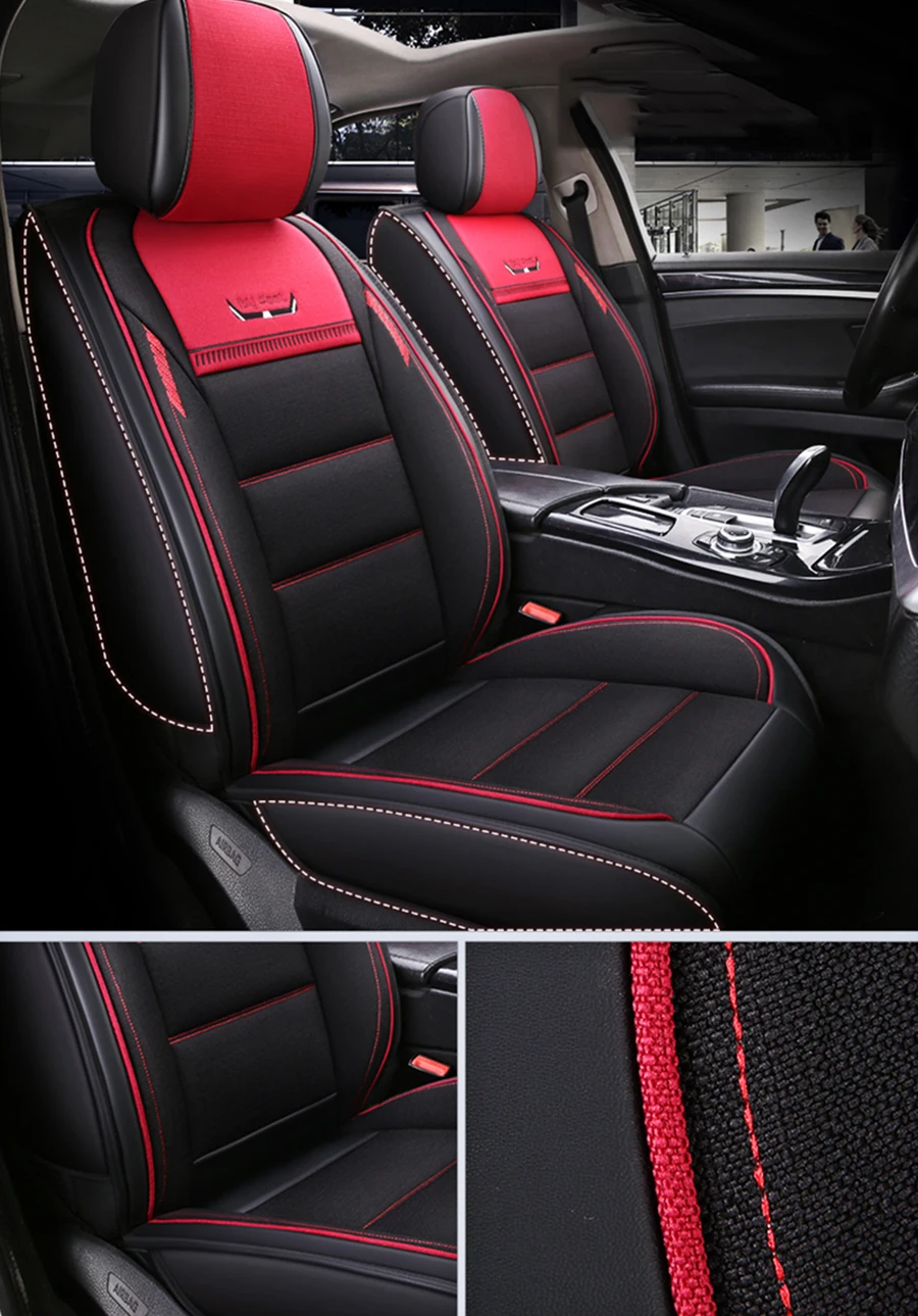 Кожаные и лен авто чехлы на сиденья для lada 2106 2107 2109 2110 2114 granta, changan cs35 cs75 eado raeton