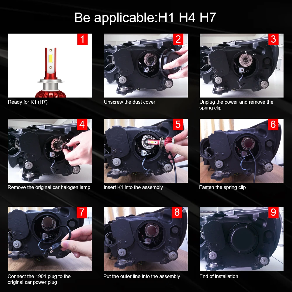 Светодиодный H4 светодиодный H1 H7 H11 9005 9006 hb4 hb3 автомобилей головной светильник лампы светодиодный автомобиль 6000K белый светильник Авто головного средства ухода за кожей Шеи светильник Противотуманные огни H7 светодиодный светильник лампочка