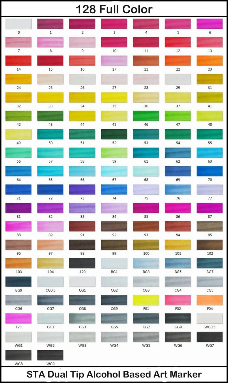 128 Full Colors STA профессиональные художественные маркеры с двойной головкой на спиртовой основе, маркеры для рисования, ручка для рисования, аниме, интерьер, ландшафтное строительство, дизайн 3203 - Цвет: 128 Full Colors