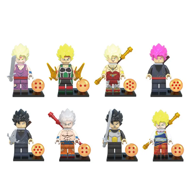 8 шт./лот Dragon Ball Z Black Goku Naba Sun Wukong Badak Dales фигурки строительные блоки Подарочная игрушка Бренд Минифигурка