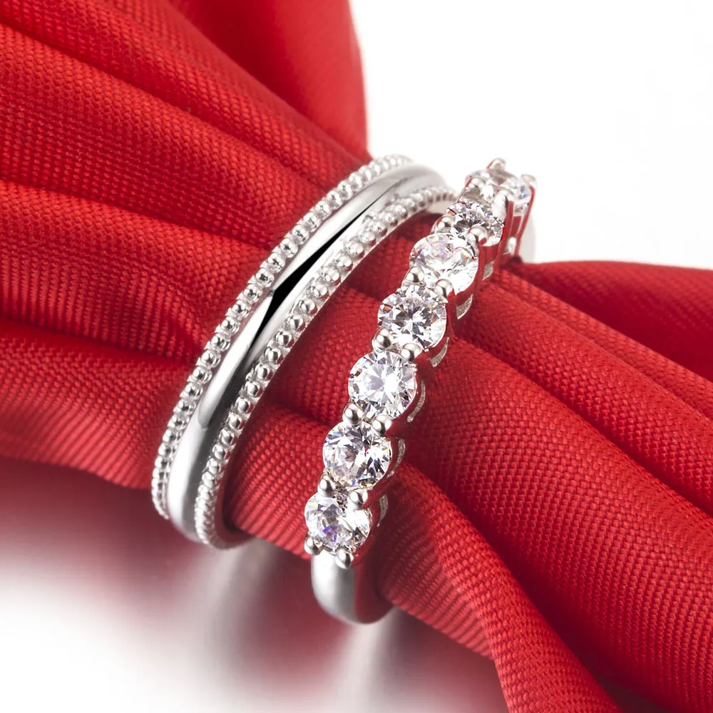 

0.7Ct Seven Stones Diamond Diamond Bands for Women Royal Designer Solid 925 Sterling Silver Engagement Rings
