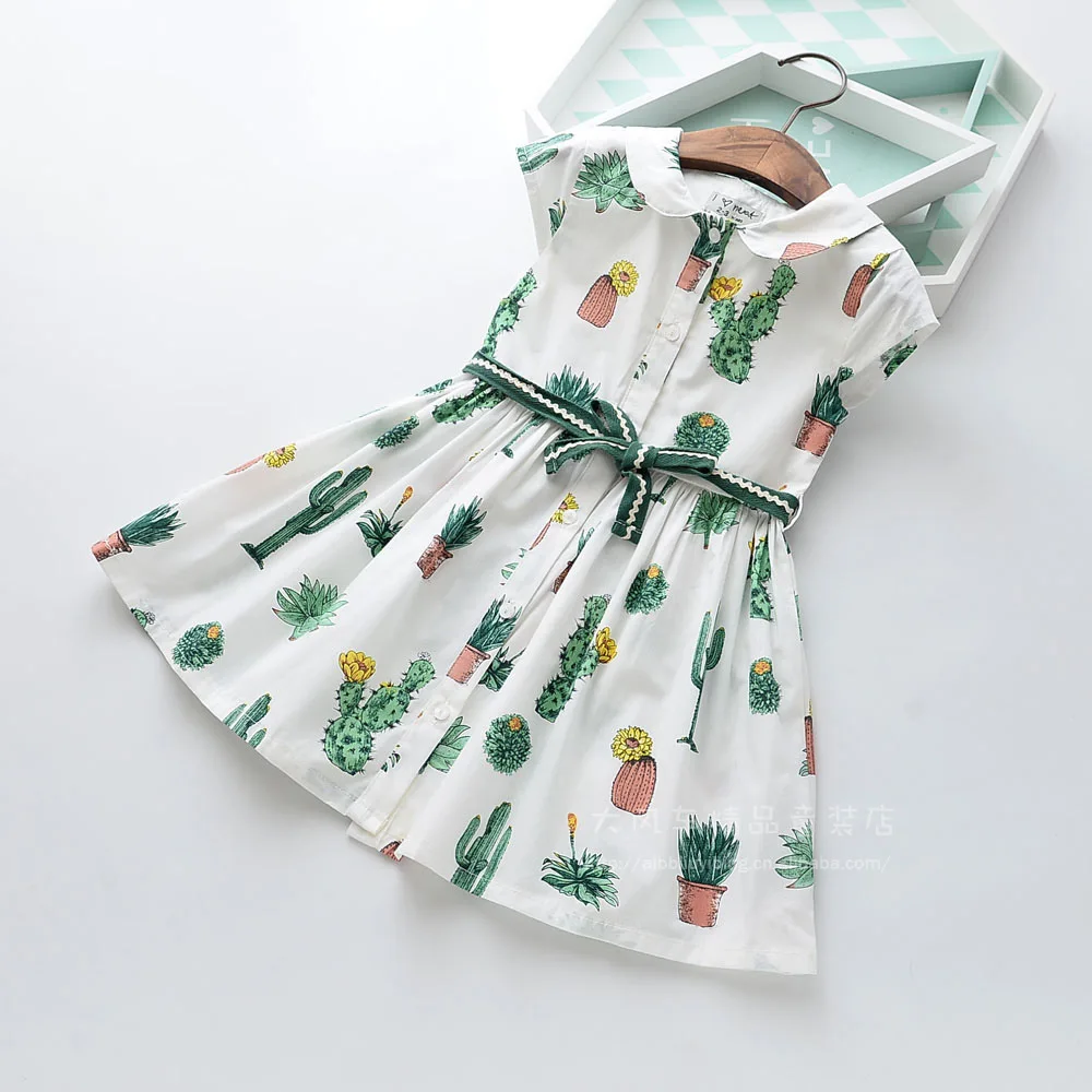 Новые детские платья Одежда для девочек летнее платье с бантом хлопковое тонкое