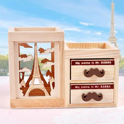 Drawer Design Креативный деревянный держатель для ручек стол органайзер офисный стол аксессуары-карандаш держатель с ящиком - Цвет: Drawer Design