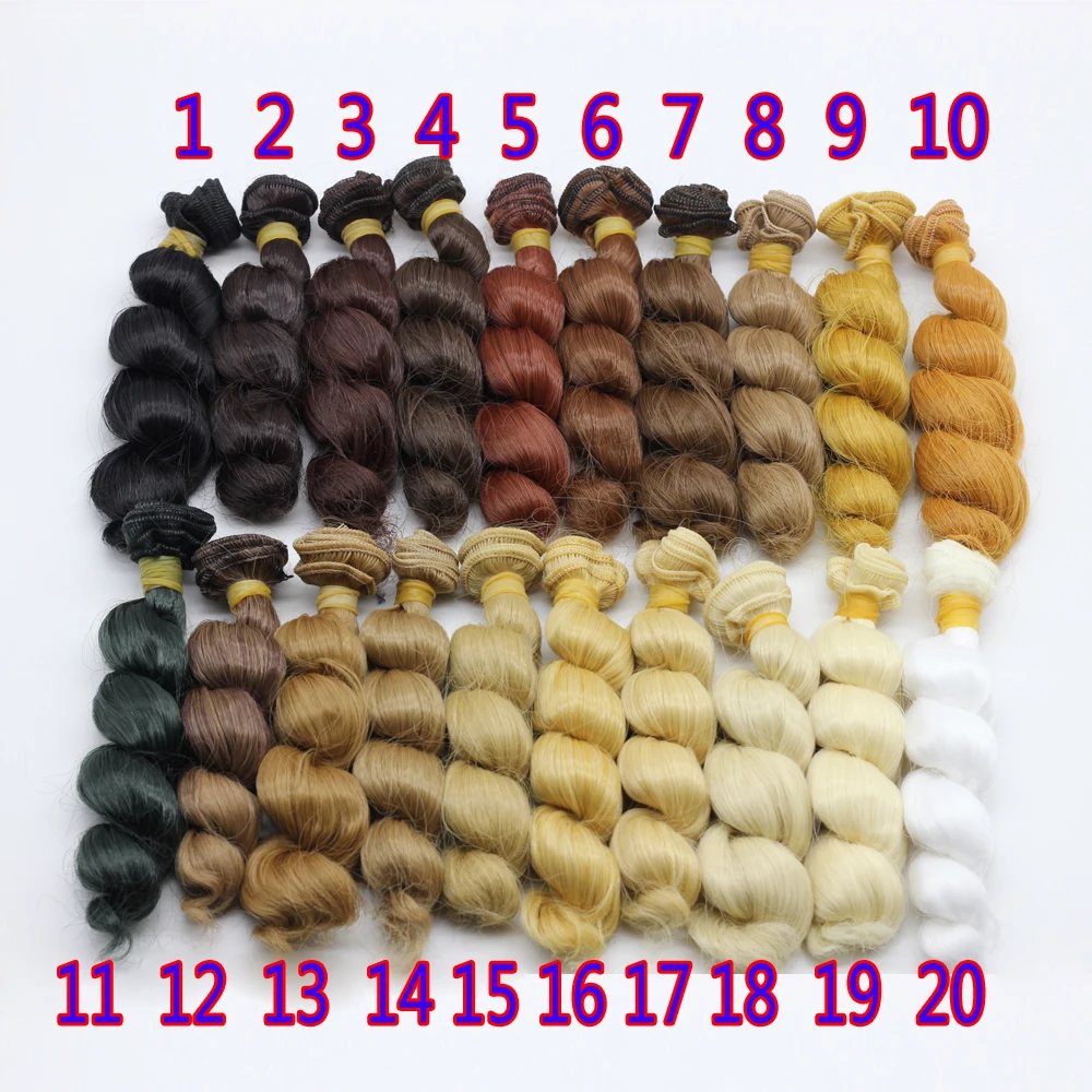 15 см * 100 кудрявый коричневый falxen золотой черный парик волос для 1/3 1/4 BJD diy