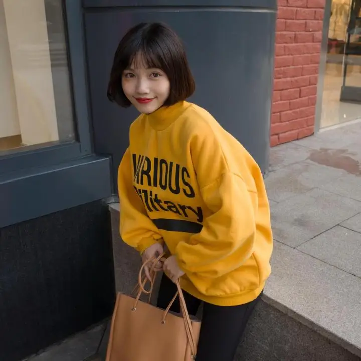 Sudaderas mujer, женская желтая толстовка с капюшоном, толстовка в Корейском стиле Харадзюку С буквенным принтом, флисовый пуловер, свитшоты, женские толстовки с капюшоном