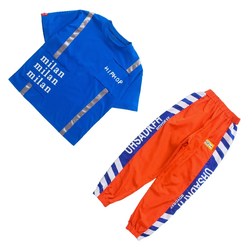 Детские танцевальные костюмы с коротким рукавом в стиле хип-хоп для девочек и