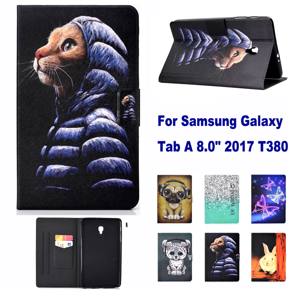 Модный чехол с рисунком подставкой и слотом для карт Samsung Galaxy Tab A 8 0 дюйма 2017 T380 T385