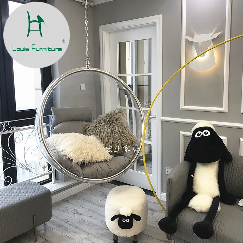 

Прозрачный стул с пузырьками Louis Fashion, стеклянный шар, полусфера, акриловая корзина, качели, скандинавский стиль