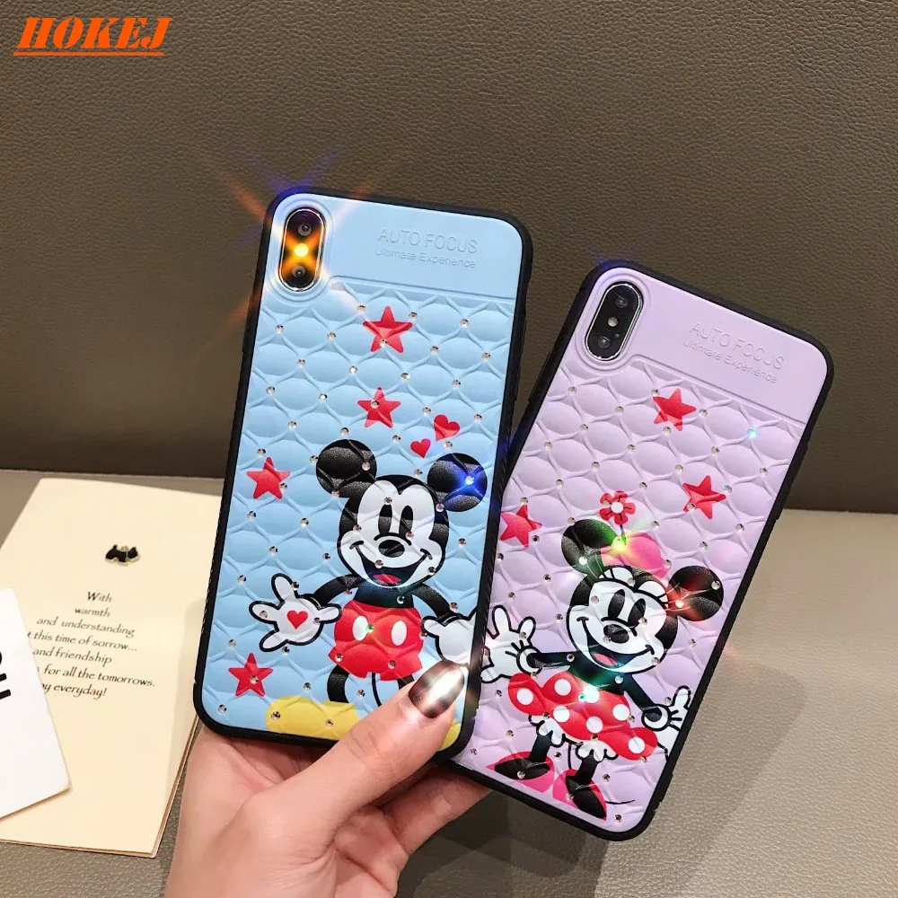 HOKEJ модный алмазный мультяшный чехол для iPhone 6 7 Plus нескользящий X XS Xs Max телефона |