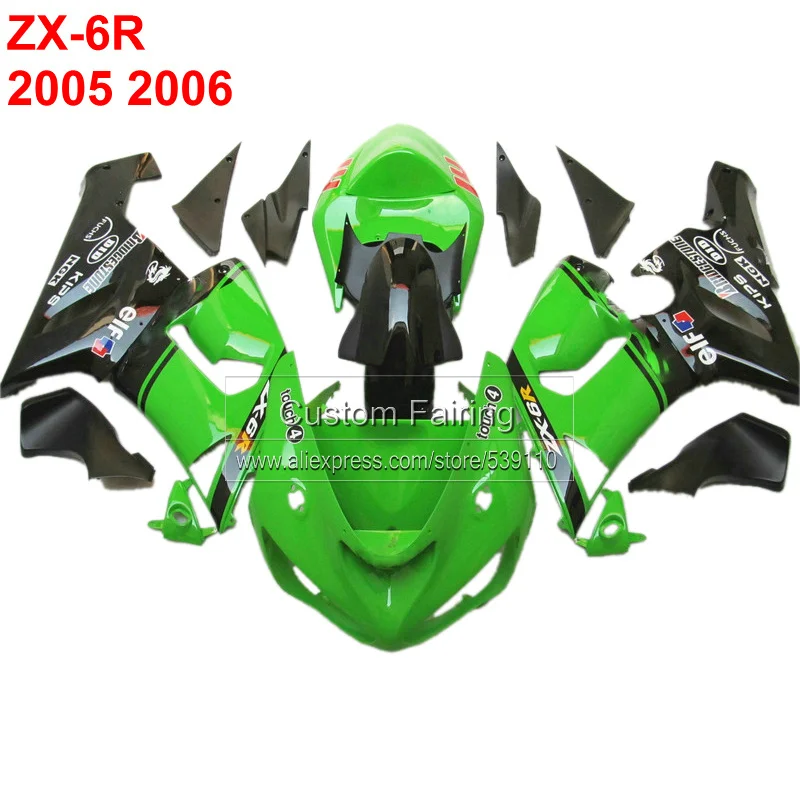 Специальные мотоцикл комплект для KAWASAKI ZX6R ZX 6R Ninja 2005 2006 05 06 все черный Обтекатели обтекателя xl95
