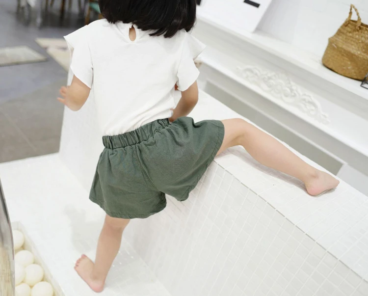 Baby Girls Summer Clothing Girl Shorts Bowknot Solid Short Pants Elastic Waist Cotton Kids Shorts For Girls Khaki Short Pants