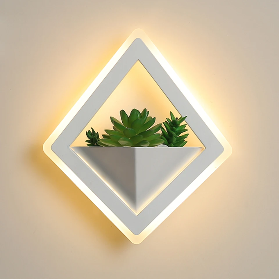 

LED Wall Lamp diamond Acrylic 10W Simulated green plants led wall lights indoor Sconce AC85~260V bedroom Hallway Porch Balcony