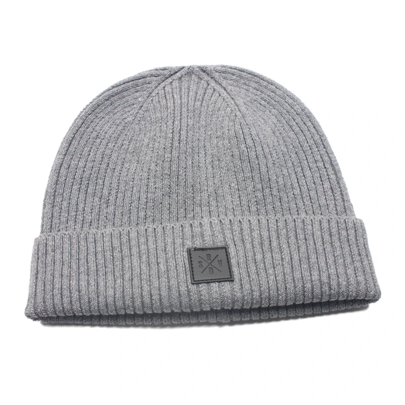 Мужская шапка бини зимняя вязаная теплая из 100% хлопка Серая капот Tuque Gorros Skullies