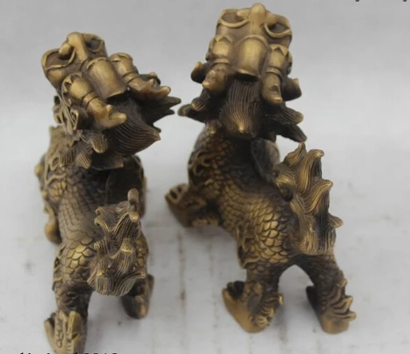 8 &quotКитайский Народный Чистая Бронзовый Лаки отличные Деньги рисунок Kylin Статуя