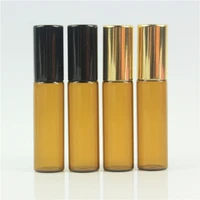 20pcslot 5ml amber glass bottle in refillable rollon bottles with gold cap 5ml roller metal ball for essential oils