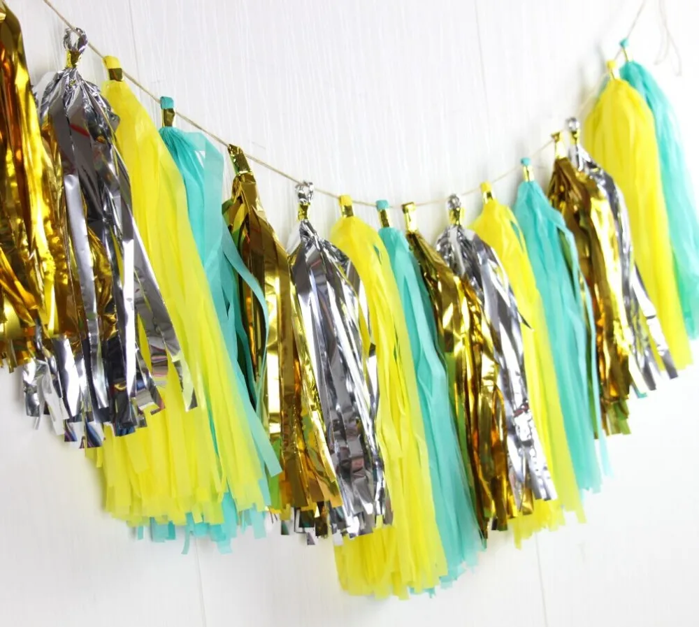 16 шт. тканевая гирлянда с кисточками для цитрусовых желтый мятный золотой детей