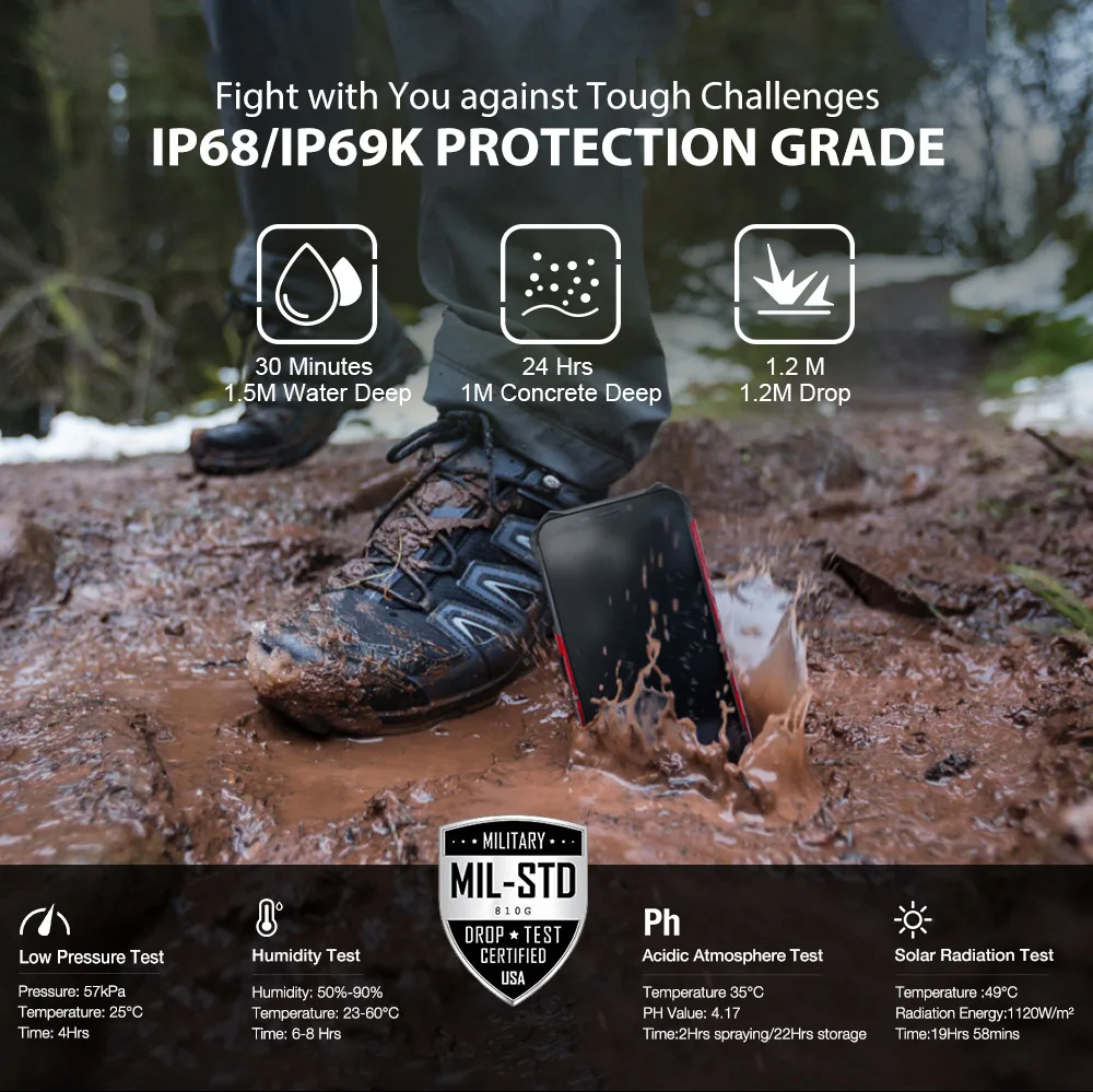 Ulefone Power X3 IP68 прочный Водонепроницаемый мобильный телефон Android 9 0 5 &quot4 ядра 2 ГБ + 32