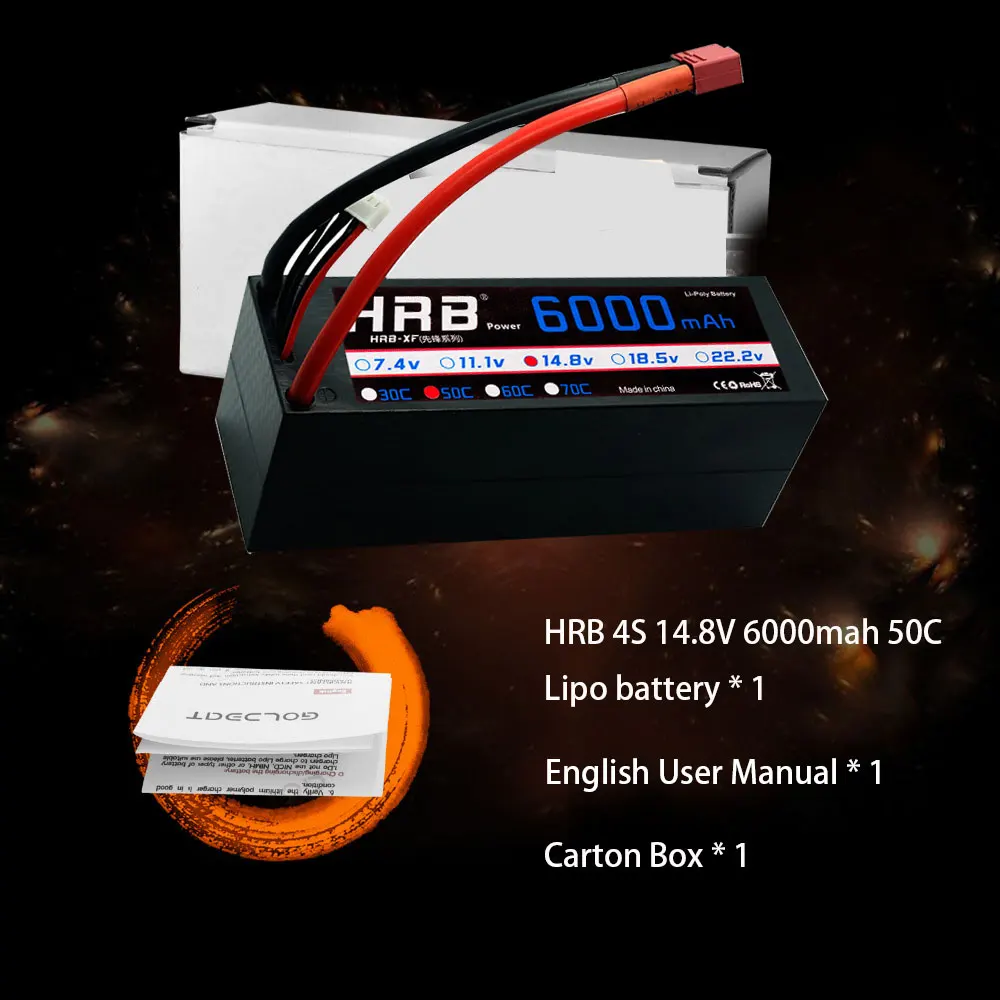 HRB 4S LiPo 14,8 в 6000 мАч аккумулятор с ру 50C-100C Hardcase XT60 Deans разъем для Traxxas X-maxx 1:10 1:8 автомобилей REDCAT LOSI грузовик