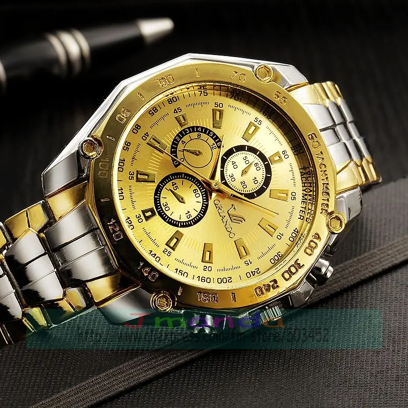 100 шт./лот 410 модные мужские часы из сплава Лидер продаж деловые золотого цвета
