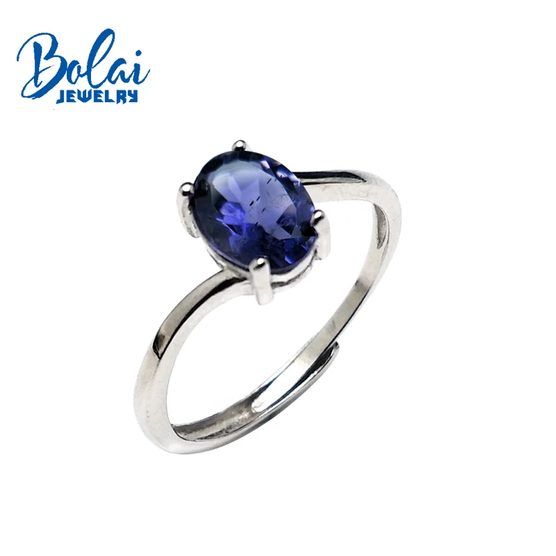 iolite Bolaijewelry, натуральный голубой иолит oval6* 8 мм драгоценный камень простое кольцо 925 стерлингового серебра ювелирные украшения для женщин Повседневная одежда Вечерние подарок - Цвет камня: iolite