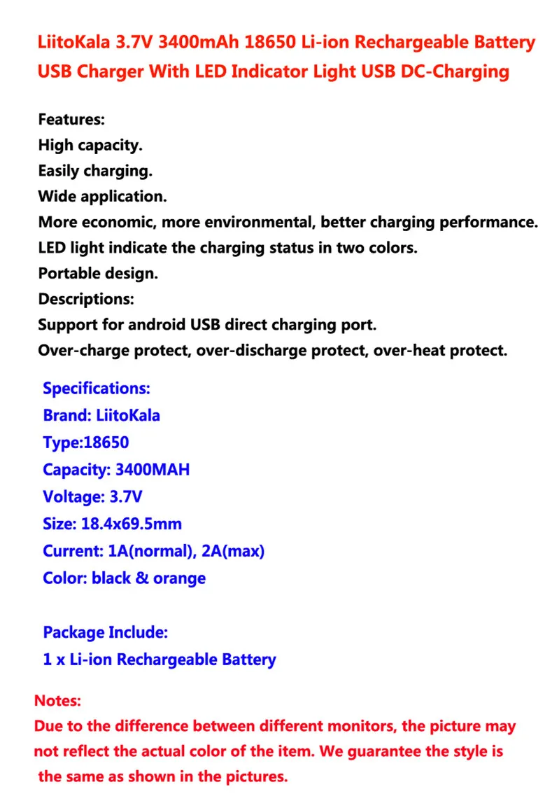 1 объектив USB-34B USB 18650 Аккумулятор 3,7 в 18650 3400 мАч литий-ионный перезаряжаемый аккумулятор USB с DC-charge светодиодный индикатор светильник